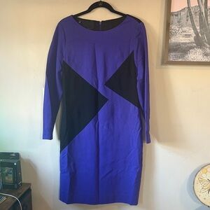 Carlisle Black & Purple Abstract Colorblock Sheath Dress Size 12
